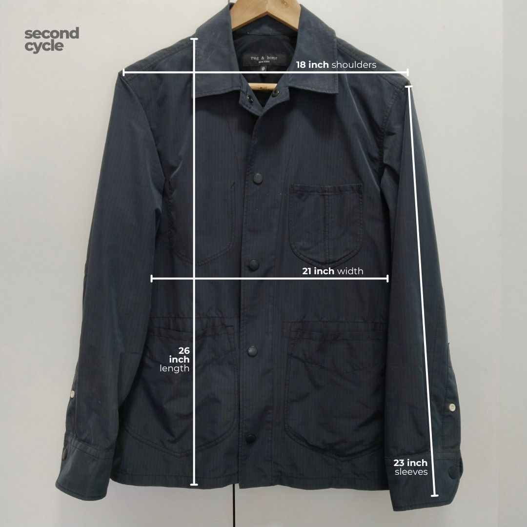 rag & bone | black chore coat (Category: Coats, Jackets and Outerwear) located in Batangas. Submitted by second_cycle (Listing ID 1439284532, Image 2). Description: • shell: 75% cotton, 25% polyamide fabric • made in China • measurements on 2nd image • Cut #39434, comes with white label tag RFS: no longer worn, decluttering ✅ no rips, no loose threads, no stains 🫧 washed and pressed before ship out 🔵 payment via GCash.