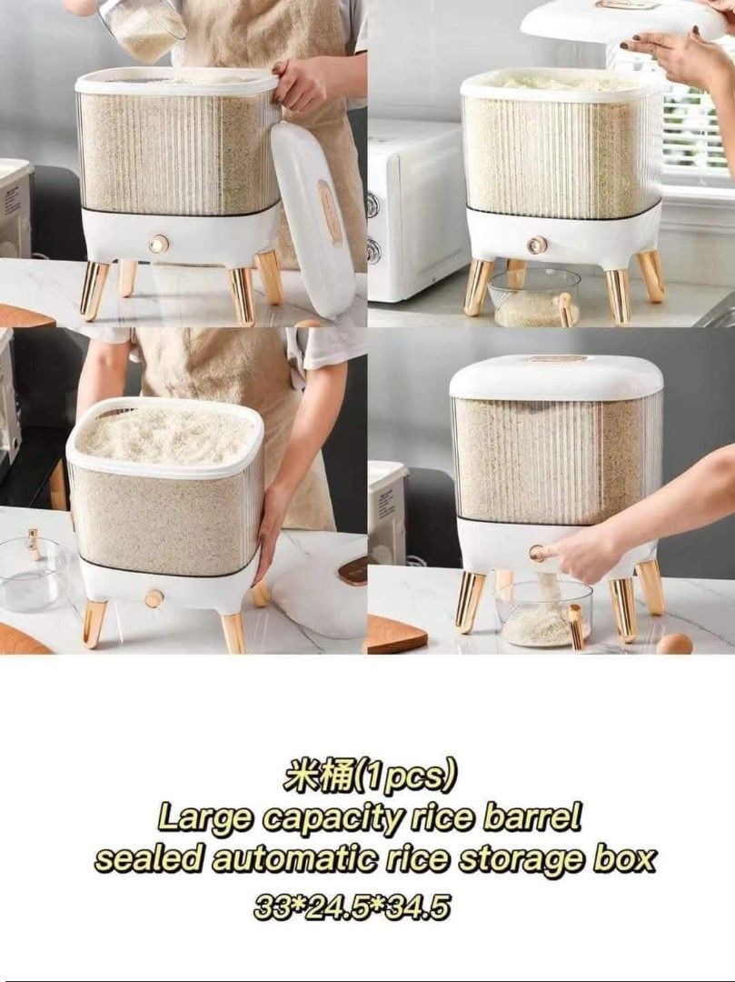 Rice dispenser 10kg (Category: Food Organization & Storage) located in Manila. Submitted by lyfrancois14 (Listing ID 1439273931, Image 1). Description: .