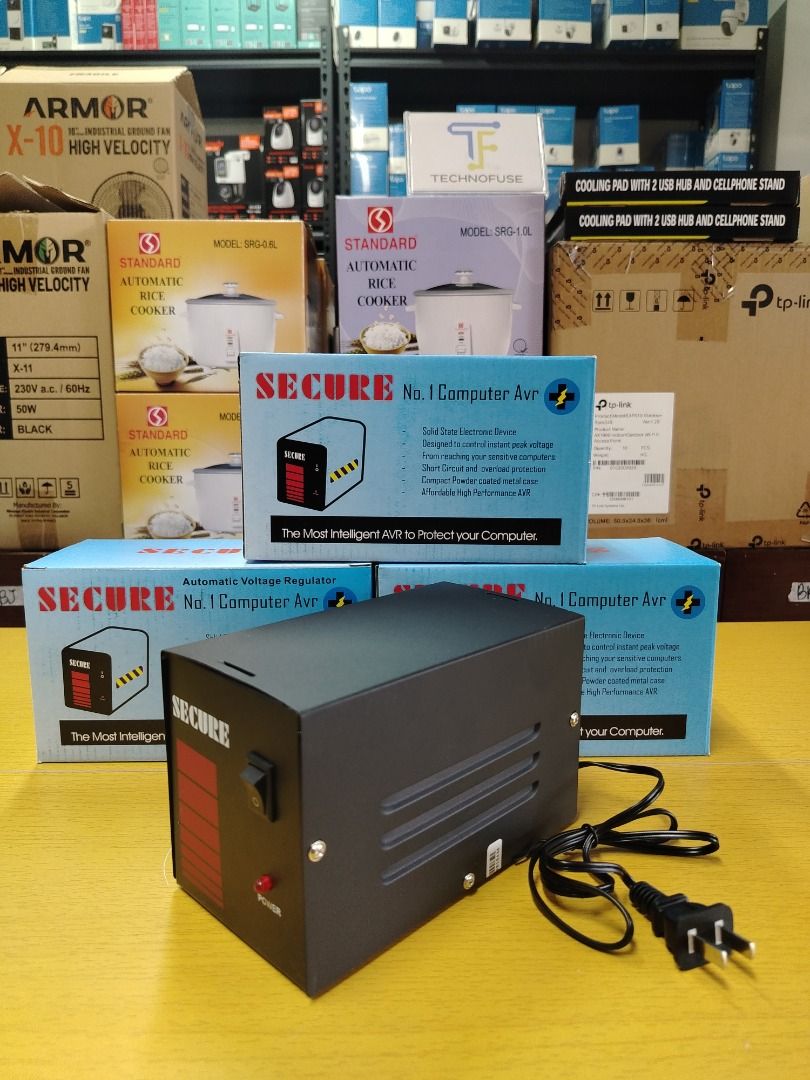Secure Automatic Voltage Regulator (AVR) 220v 500w (Category: Computer Parts) located in Pasig City. Submitted by technofuseofficial (Listing ID 1439297881, Image 1). Description: Secure Automatic Voltage Regulator (AVR) 220v 500w Brand New and Original Items Store Location: 4F Unit 402, 604 Shaw Boulevard, Barangay Kapitolyo, Pasig City Same Day Delivery: - Lalamove delivery within Metro Manila - For walk-ins: Always PM first for item availabili