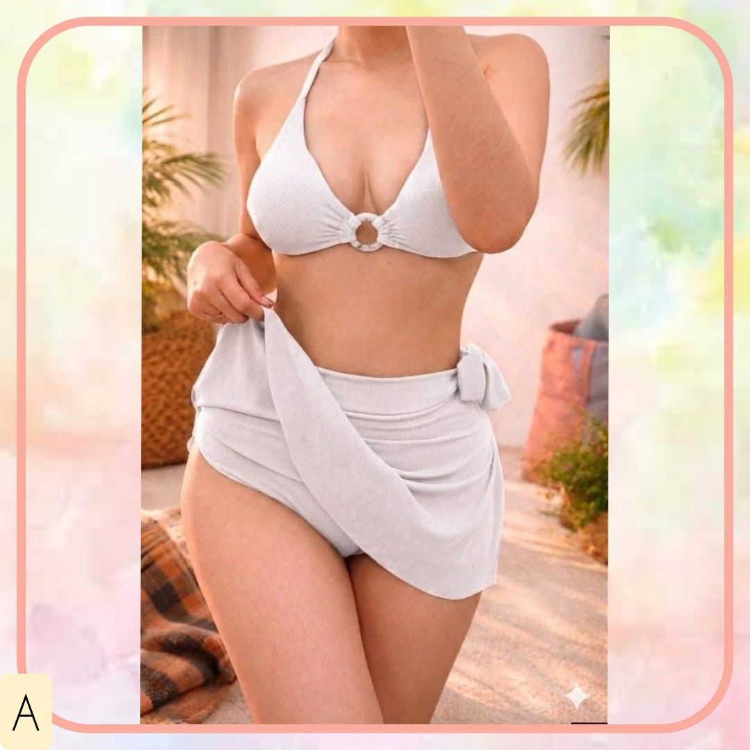 SMALL TO LARGE • Pau 2-piece Swimsuit Set (Category: Bikinis & Swimsuits) located in Rizal. Submitted by arca_closet (Listing ID 1439297875, Image 2). Description: • ITEM DETAILS • ✓ FABRIC: Premium Ribbed Fabric / Stretchable ✓ SIZE: Small to Large body frame ✓ Padded ✓ Adjustable cover up skirt ✓ PLEASE PROVIDE 2ND OPTION.