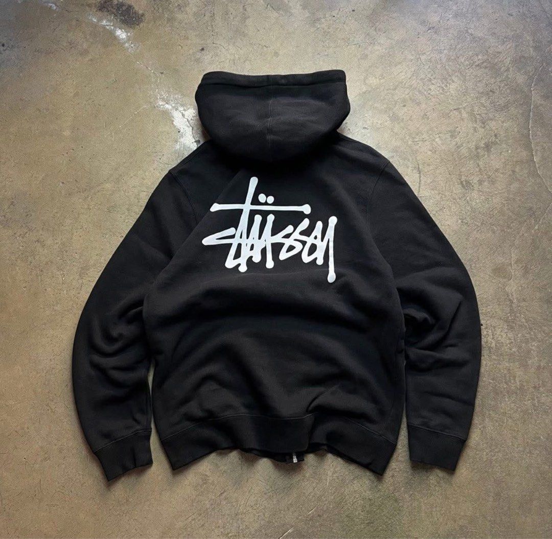 Stussy Zip-Up Hoodie - Black - Medium (Category: Coats, Jackets and Outerwear) located in Manila. Submitted by lvrshr (Listing ID 1439334334, Image 2). Description: dm for price orig from hongkong yes authentic rfs: need bts ticket 😭 .