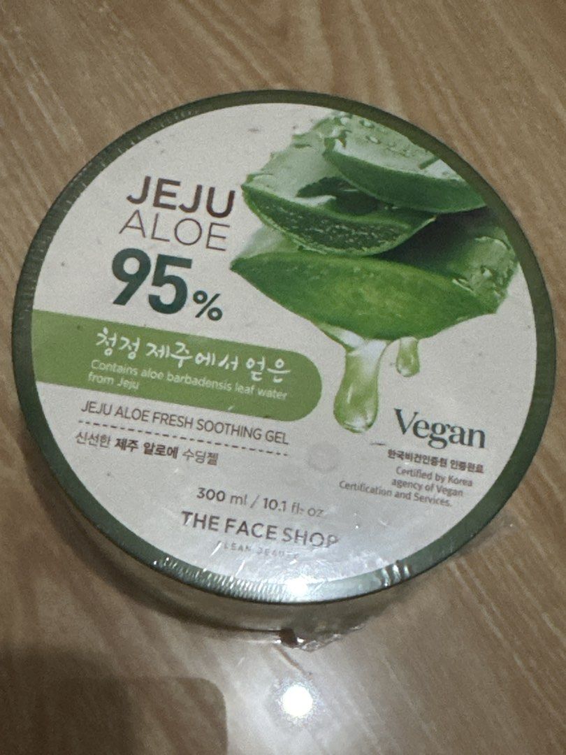 The Face Shop Jeju Aloe (Category: Face Care) located in Quezon City. Submitted by martitay02 (Listing ID 1439308230, Image 1). Description: Brand new The Face Shop Jeju Aloe Aloe fresh soothing gel 300ml West Ave, QC.
