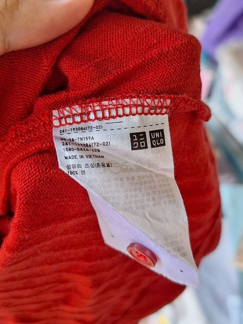 Uniqlo Red Short Sleeve Top (Category: Blouses) located in Malaybalay. Submitted by mags_sofia (Listing ID 1439368763, Image 3). Description: - Features a collared neckline with three buttons - Made of 100% cotton - Made in Vietnam - Textured, ribbed design MOP: GCash, BPI Transfer MOD: LBC COP (SF is paid upon pickup); J&T (initial payment is 100 pesos; increment and decrement are processed after item is shipped) SF: c/o buyer, ships from Malayb