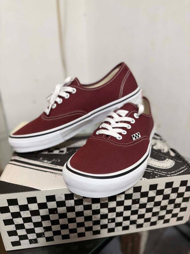 Vans Skate Authentic Burgundy (Category: Sneakers) located in Bulacan. Submitted by shopbyajreyes (Listing ID 1439321319, Image 3). Description: - Vans Skate Authentic - Burgundy colorway - White sole and laces - Unworn condition - Includes original box.
