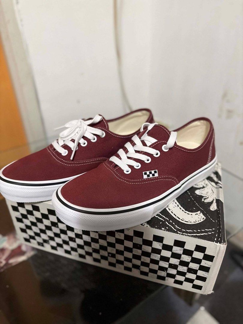 Vans Skate Authentic Burgundy (Category: Sneakers) located in Bulacan. Submitted by shopbyajreyes (Listing ID 1439321319, Image 2). Description: - Vans Skate Authentic - Burgundy colorway - White sole and laces - Unworn condition - Includes original box.