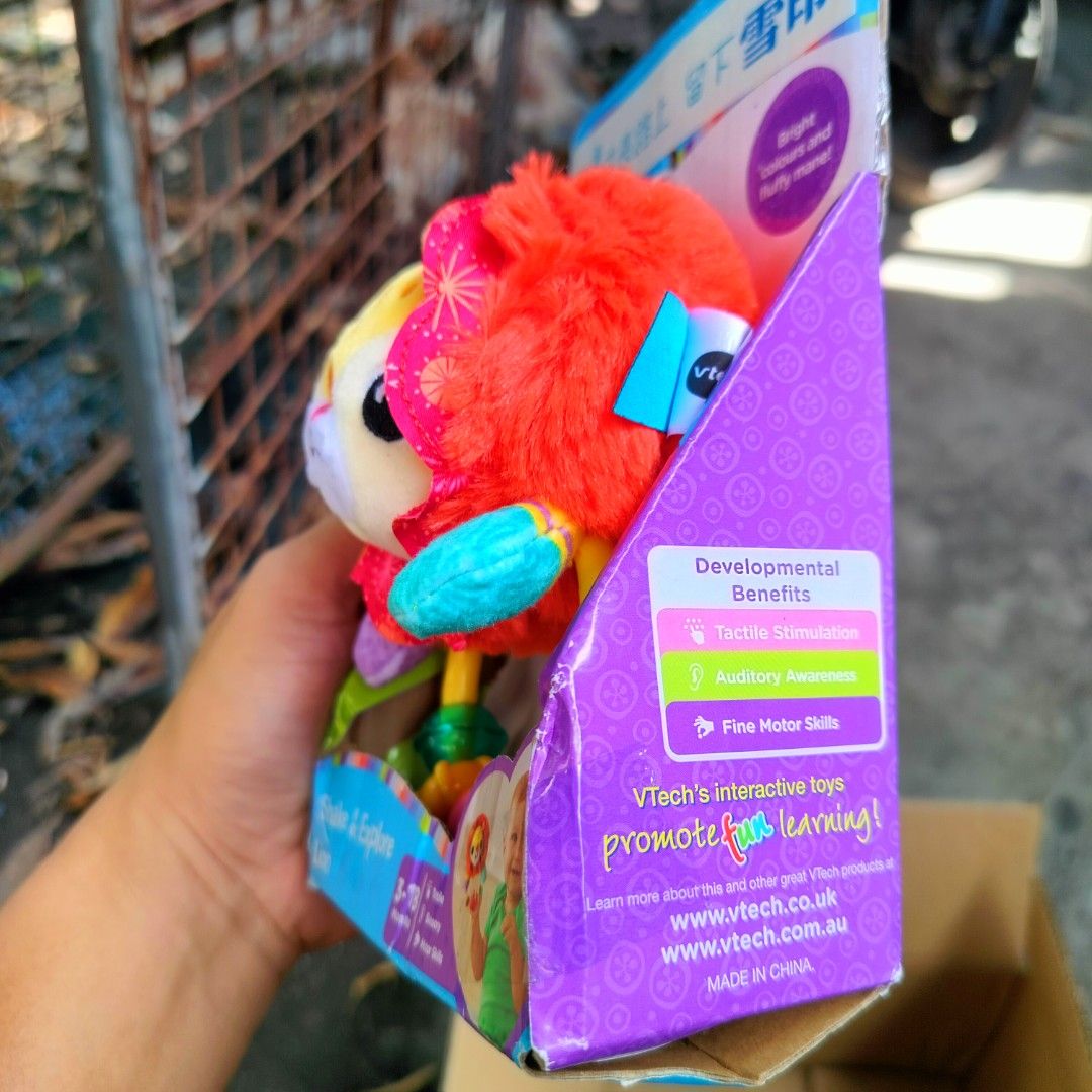 VTech Shake & Explore Lion (Category: Infant Playtime) located in Plaridel. Submitted by klayskolektibols (Listing ID 1439311096, Image 3). Description: - VTech Shake & Explore Lion: A perfect first toy! - Suitable for babies 3-18 months. - Features soft textures and fun sounds. - Helps develop fine motor skills. - Provides tactile stimulation and auditory awareness. - Bright colors to entertain your baby..