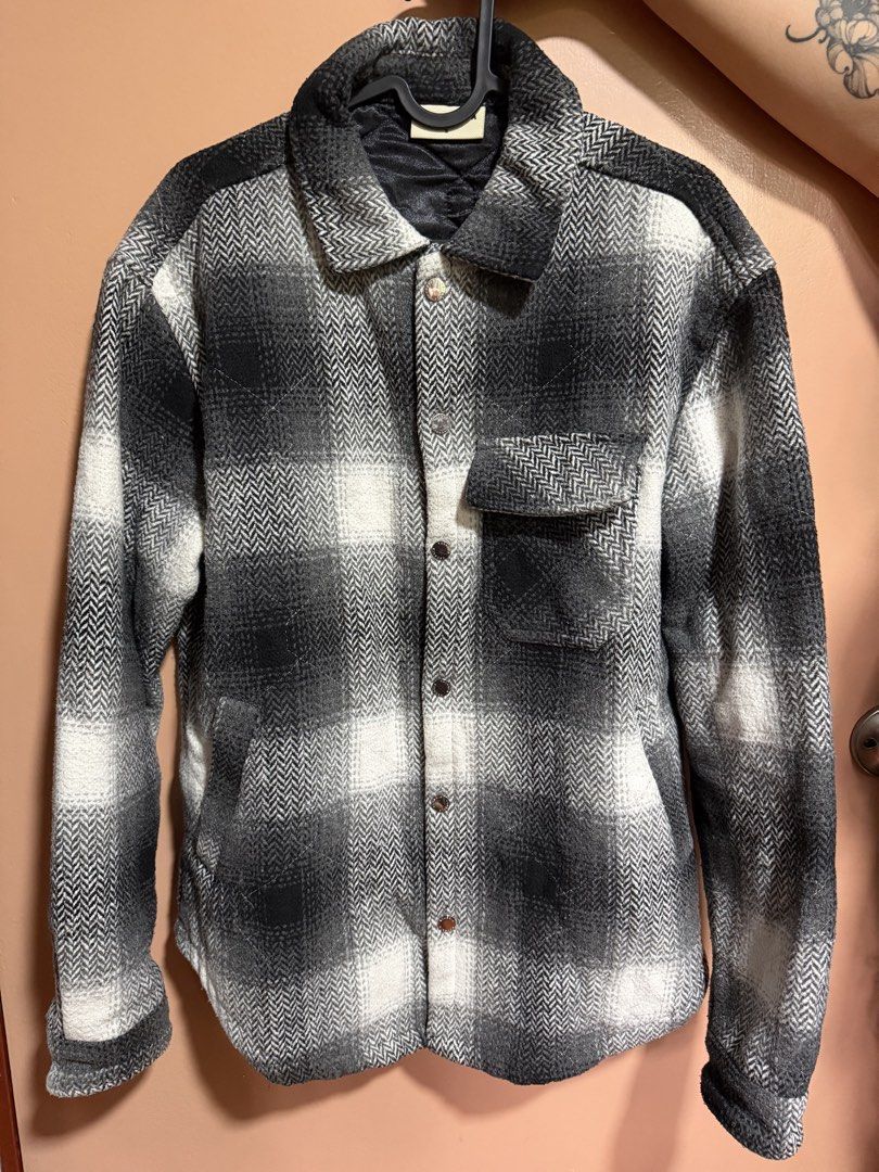 YoungLA Plaid black and white Jacket (Category: Coats, Jackets and Outerwear) located in Mandaluyong City. Submitted by cartmaxxing (Listing ID 1439334653, Image 2). Description: - Button-down closure - Single chest pocket - Quilted lining for warmth.