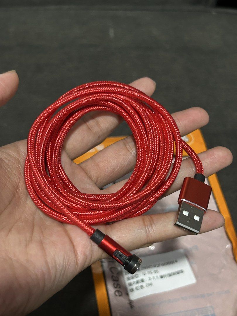 2 in 1 2M red braided magnetic USB charging cable (Category: Chargers & Cables) located in General Trias. Submitted by aprilocampo0412 (Listing ID 1439572883, Image 3). Description: 2 in 1 2M red braided magnetic USB charging cable.