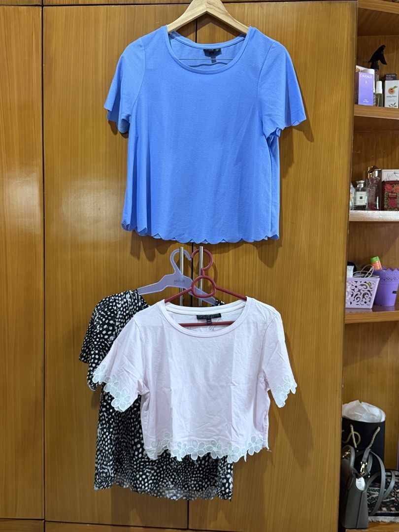 3 Topshop Shirts (Category: Shirts) located in Iloilo. Submitted by chringgg (Listing ID 1439466412, Image 1). Description: 3 topshop shirts for 500 black and pink - size medium blue - size large +100 shipping fee.