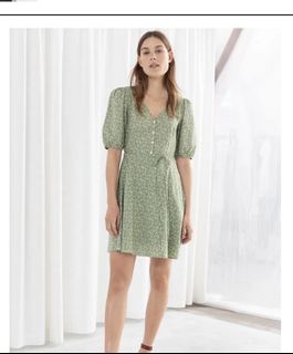green dresses for hoco Rouje - JULIA dress - Polka‐dot fluid jersey buttoned dress - Green main image 0