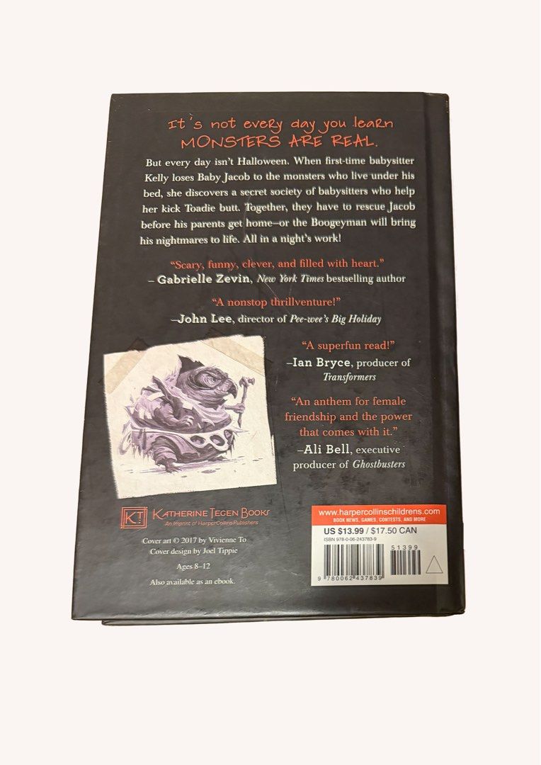 A Babysitter's Guide to Monster Hunting (Category: Children's Books) located in Pasig City. Submitted by stockroomz_studio (Listing ID 1439480349, Image 2). Description: - Title: A Babysitter's Guide to Monster Hunting - Author: Joe Ballarini - Age Range: 8-12 years old - Story: A babysitter uncovers a secret society and must save Jacob from the Boogeyman. - Action-packed adventure, fiction - Hard-bound cover - Small black mark on the bottom of t