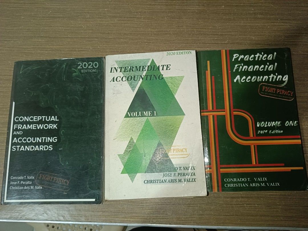 Accounting Books (Category: Textbooks) located in Tarlac. Submitted by keuriseu_ (Listing ID 1439537394, Image 1). Description: take all 299 -Intermediate Accounting -Practical Financial Accounting -Conceptual Framework and Accounting Standards.