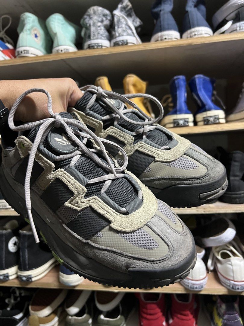 Adidas Ozweego Sneakers - Grey (Category: Sneakers) located in Manila. Submitted by thrift_ko_yan (Listing ID 1439565298, Image 3). Description: - Adidas Ozweego sneakers - Color: Grey - Size: US 8.5, UK 8, EUR 42 - Mesh and suede upper - Chunky sole - Lace-up closure - Adidas logo on tongue - Green sole accents.