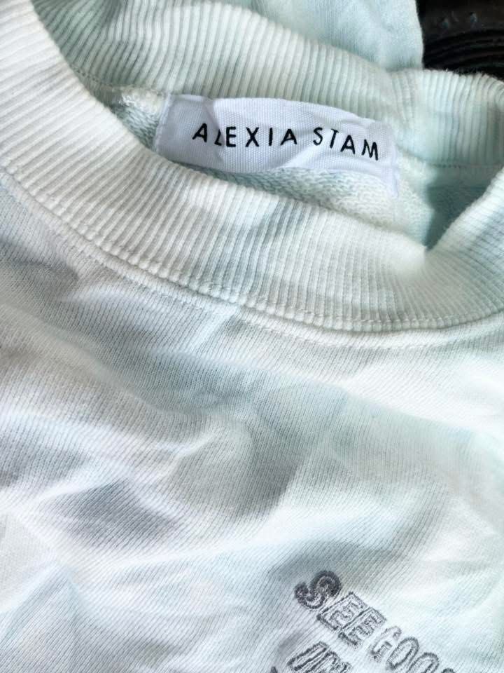 Alexia Stam Tie-Dye Crop Sweatshirt (Category: Coats, Jackets and Outerwear) located in Taguig. Submitted by s.showi (Listing ID 1439463268, Image 3). Description: - Alexia Stam crop sweatshirt - Eye-catching tie-dye pattern - Comfortable long sleeves - Classic crew neck - Embroidered with "SEE GOOD IN ALL THINGS" on the front - Brand logo embroidered on the back - Made from soft, cozy fabric.
