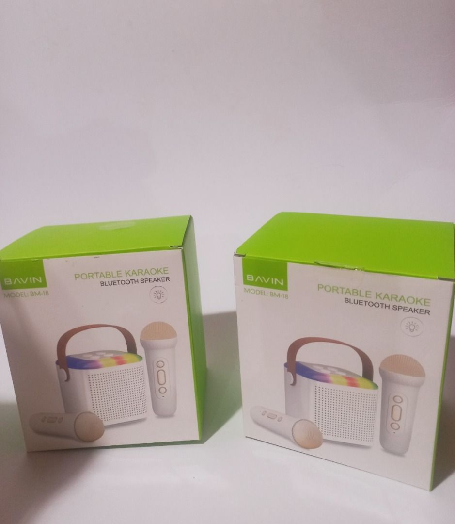 BUNDLE SALE! BAVIN Model:BM-18 Portable Karaoke, Bluetooth Speaker (Category: Microphones) located in Pugo. Submitted by mhylee_fang1989 (Listing ID 1439530432, Image 1). Description: 2 for 1 price RFS: Ginamit lang twice and kept in storage afterward.Wala rin lang gagamit..