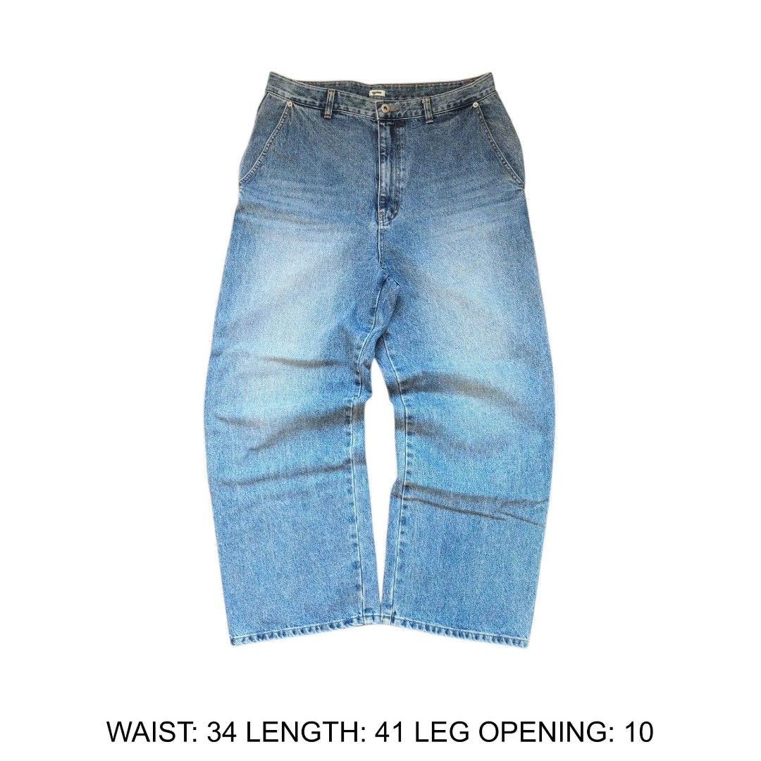 Blue Denim Wide Leg Jeans (Category: Jeans) located in Manila. Submitted by djs777 (Listing ID 1439464331, Image 1). Description: - Classic blue denim jeans - Wide leg opening - Waist: 34 inches - Length: 41 inches - Leg opening: 10 inches - See back details in the second photo - Versatile for everyday wear.