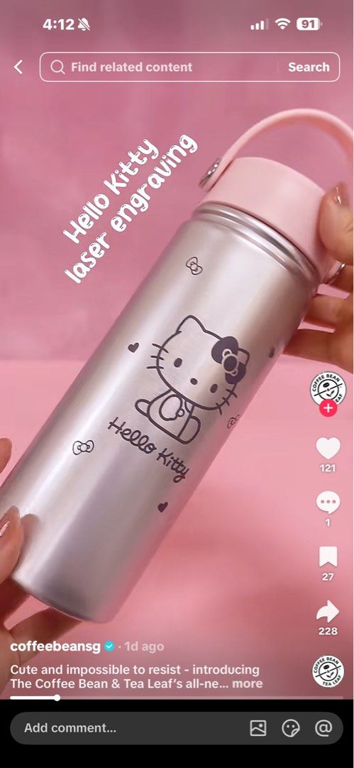 Coffee Bean x Hello Kitty Chrome Tumbler462081098682869763