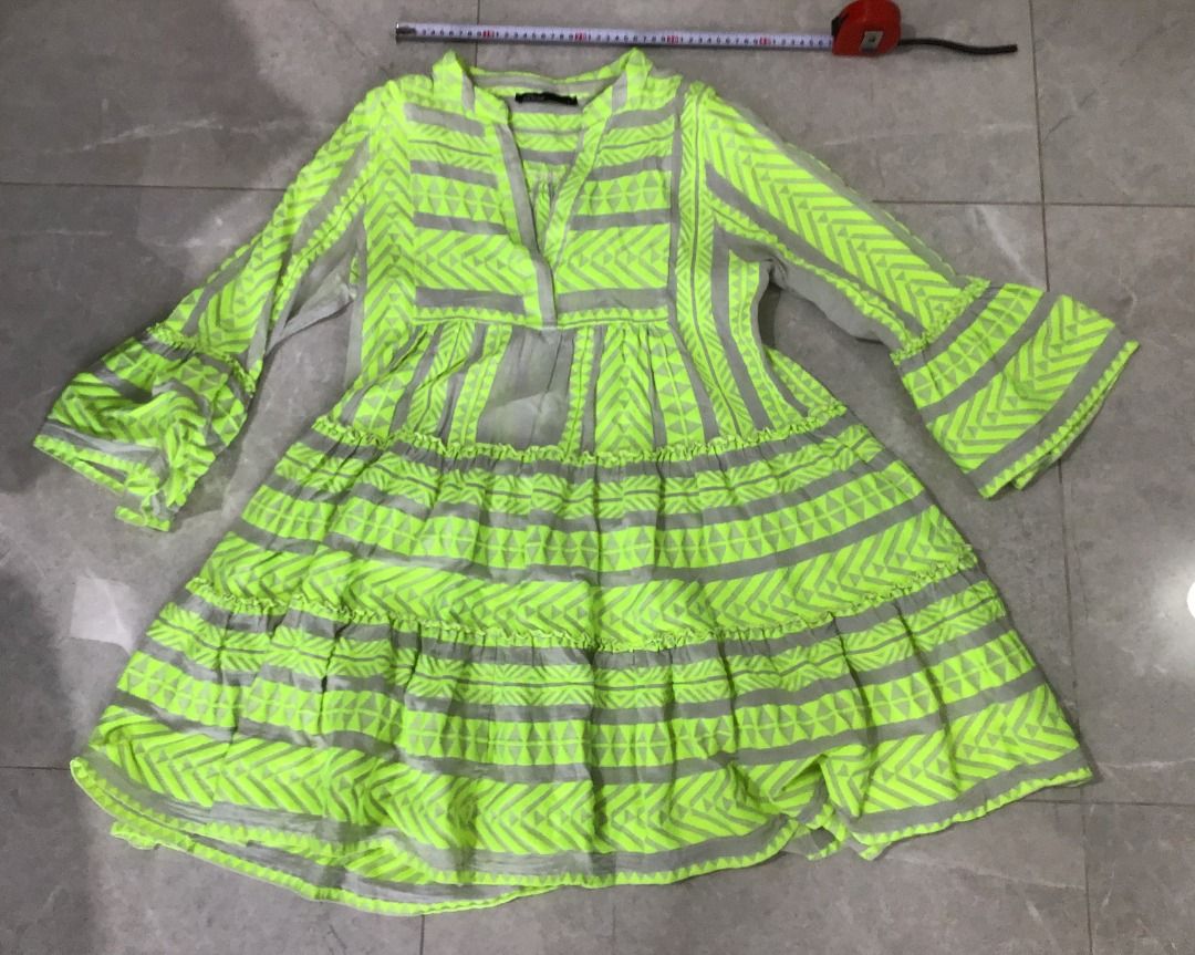 Devotion Twins "Ella" Neon Yellow Embroidered Dress (Size S / 100% Cotton),  Women's Fashion, Dresses & Sets, Dresses on Carousell