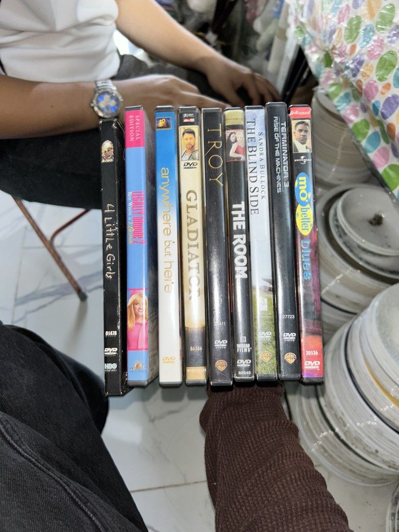 DVD Movie Bundle - Terminator 3, Troy, The Room, Gladiator (Category: CDs & DVDs) located in San Jose. Submitted by chillgrind (Listing ID 1439475652, Image 2). Description: - DVD movie bundle featuring: Terminator 3, Troy, The Room, Gladiator, 4 Little Girls, Legally Blonde 2, Anywhere but Here, The Blind Side, and Mo' Better Blues. - All DVDs in original cases. - Cases may show minor wear. - Perfect for your next movie night!.