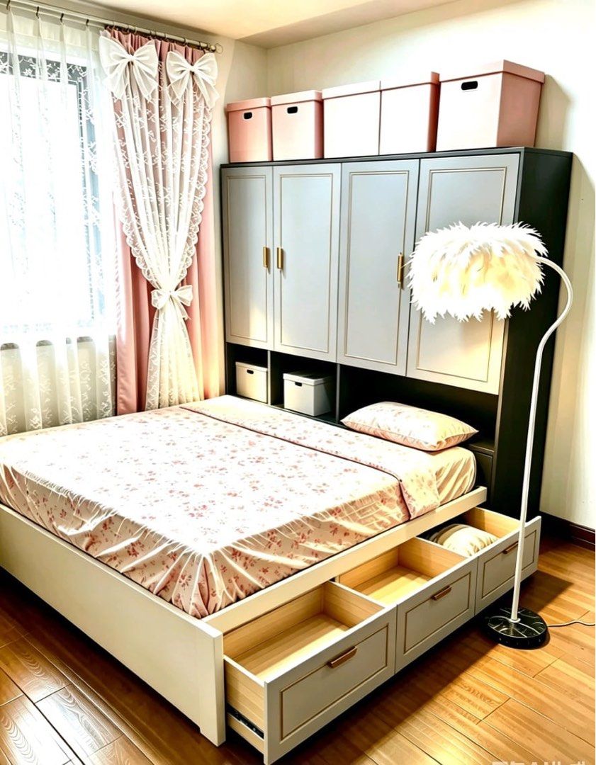 Elegant Bedroom Set with Wardrobe and Bed Frame, Furniture &amp; Home ...