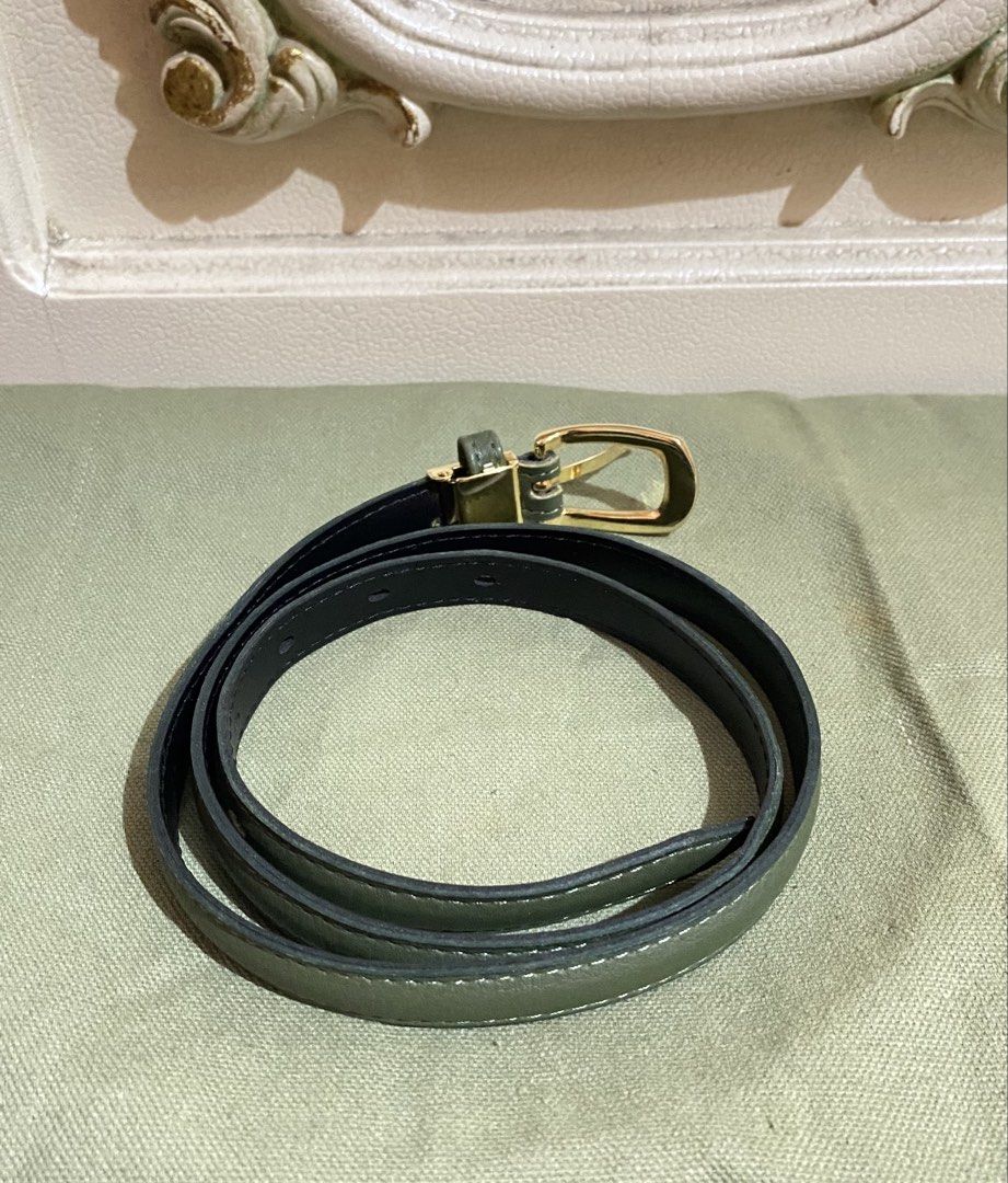 ELLE PARIS WOMENS LEATHeR BELt (Category: Belts) located in Bulacan. Submitted by herbertvintageshop (Listing ID 1439551531, Image 2). Description: original elle paris womens leather belt from japan / color moss green gold tone buckle non tarnish width 15mm 29-33 waistline see pic to appreciate shipping anywhere in the phillipines mode of payment gcash bdo bank pm txt for more details 09123006634 thank you .