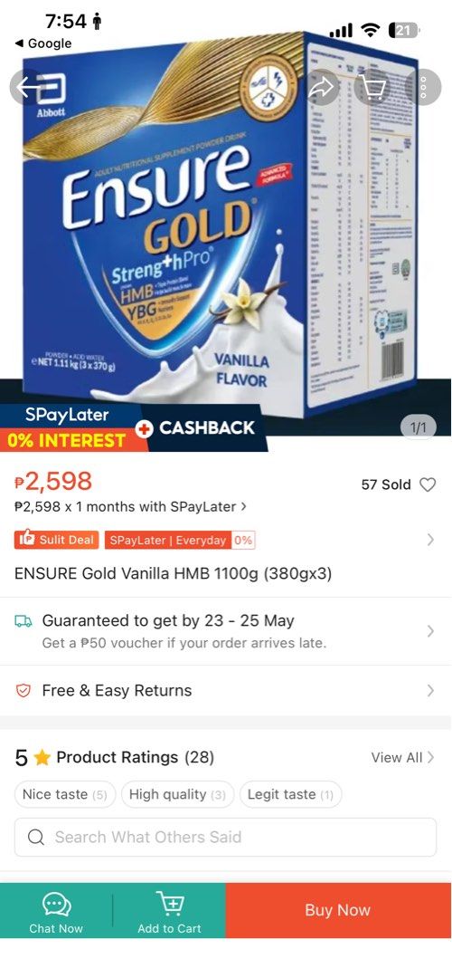 Ensure Gold 1.11kg (Category: Health Food, Drinks & Tonics) located in Pasig City. Submitted by mmyjoy (Listing ID 1439433640, Image 3). Description: .