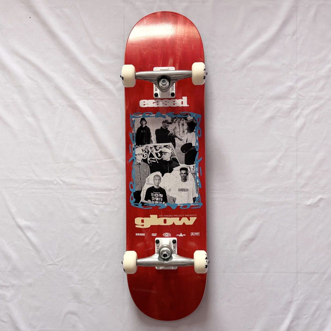 Erased “Glow Red” 8.0” x 31.4” Custom Skateboard Complete (Category: Skates, Rollerblades & Scooters) located in Singapore. Submitted by halfpiped (Listing ID 1439585429, Image 1). Description: Not sure if this is the right complete for you or need more pictures? Drop me a message, I’m happy to help! Details - Brand: Erased - Graphic: “Glow Red” - Trucks: Tensor Standard Trucks - Wheels: Enjoi “Panda” 52mm 101a Wheels - Bearings: Standard Bearing