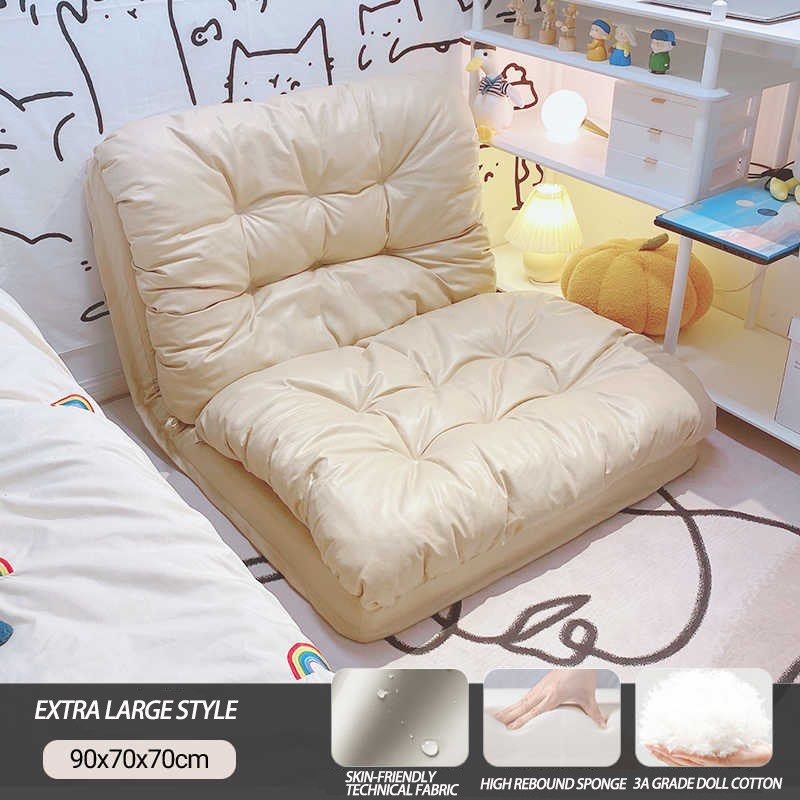 Extra Large Floor Sofa 90x70x70cm (Category: Sofas) located in Makati City. Submitted by nessaolx (Listing ID 1439572970, Image 1). Description: - Extra-large floor sofa for ultimate lounging. - Features skin-friendly technical fabric. - Filled with high rebound sponge and 3A grade doll cotton for comfort. - Dimensions: 90x70x70cm. - Can be used as a chair or a bed. - Color: Beige. Rfs: moving out.