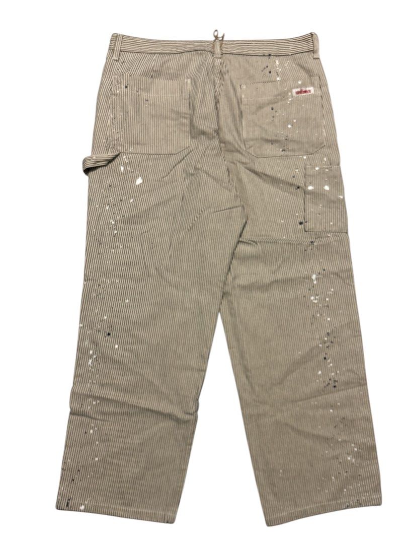 GOODNIES Hickory Stripe Double-Knee Painter Pants (Category: Jeans) located in Cagayan de Oro. Submitted by thatsdopethrift (Listing ID 1439589629, Image 3). Description: GOODNIES is a highly sought-after South Korean heritage/vintage label known for high-quality, heavy-duty workwear aesthetics. Features a classic heavyweight hickory stripe twill with reinforced double-knee front paneling, a hammer loop, and a side tool pocket. Stands out with it