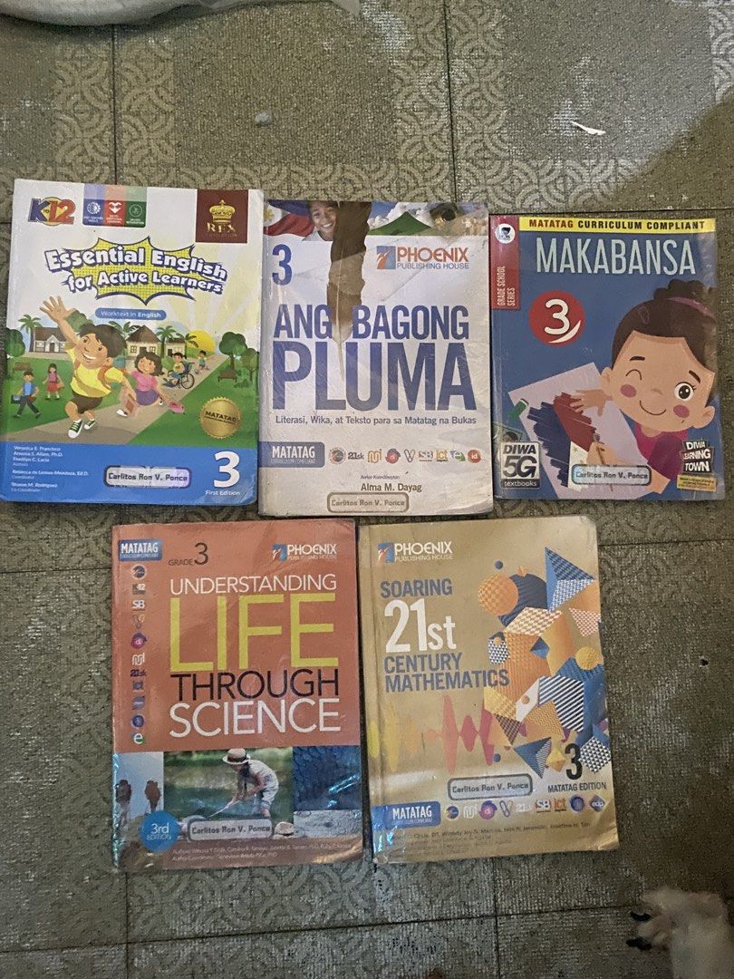 Grade 3 Textbooks (Category: Textbooks) located in Manila. Submitted by minimalist.mooma (Listing ID 1439422771, Image 2). Description: - Grade 3 textbook set for School Year 2025 - Includes: -Makabansa (10pages ans) - "Ang Bagong Pluma" (30pages ans.) SOLD - "Essential English for Active Learners" (18 ans. pages) P200 - "Soaring 21st Century Mathematics" (4 ans. pages) SOLD - "Understanding Life Through Science" (7 ans. pages) - Perfect for stud