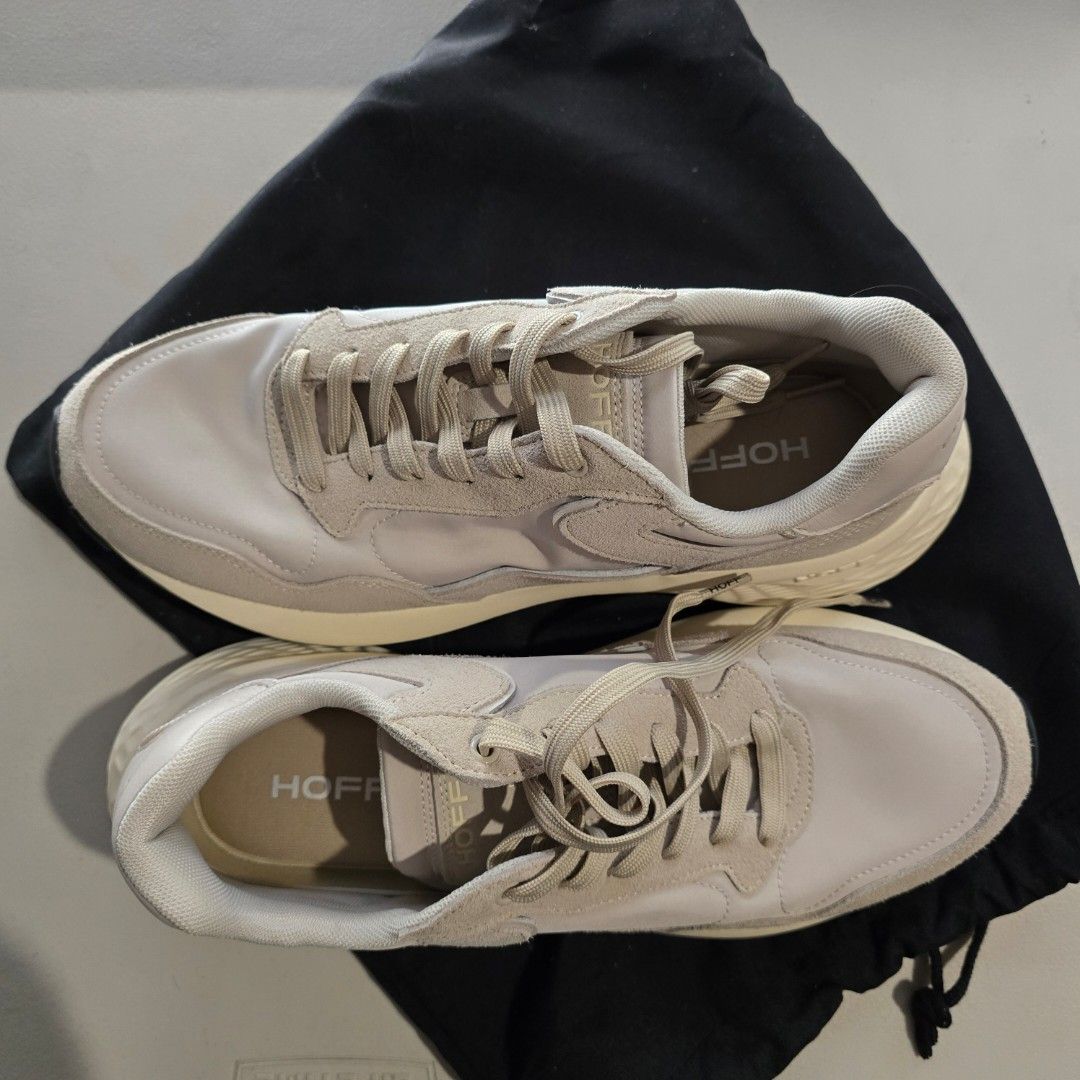 HOFF MK II Sneakers (Category: Sneakers) located in Manila. Submitted by gram.c (Listing ID 1439485138, Image 2). Description: Brand New HOFF MK II sneakers in a neutral color palette. The soles are black with the brand name in orange. Includes a black dust bag. The shoes have a lace-up closure. Size is US10 EUR44 as shown in the photo. RFS: I bought the wrong size..