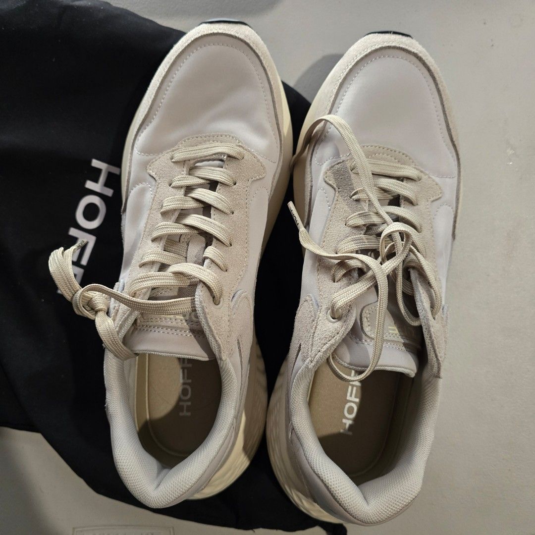 HOFF MK II Sneakers (Category: Sneakers) located in Manila. Submitted by gram.c (Listing ID 1439485138, Image 3). Description: Brand New HOFF MK II sneakers in a neutral color palette. The soles are black with the brand name in orange. Includes a black dust bag. The shoes have a lace-up closure. Size is US10 EUR44 as shown in the photo. RFS: I bought the wrong size..