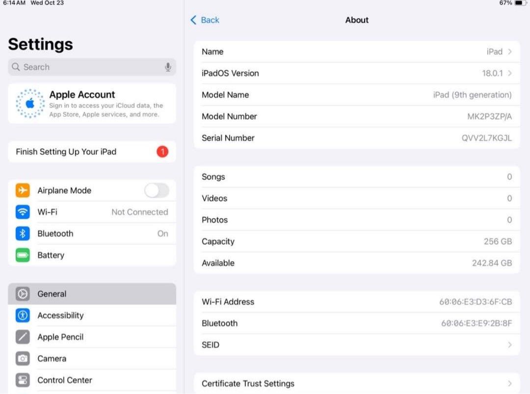 IPAD 9th Gen - 256gb SALE (Category: iPad) located in San Pedro. Submitted by pedrosaca81771 (Listing ID 1439530991, Image 1). Description: IPAD 9th Gen Wifi 256gb for sale negotiable! .