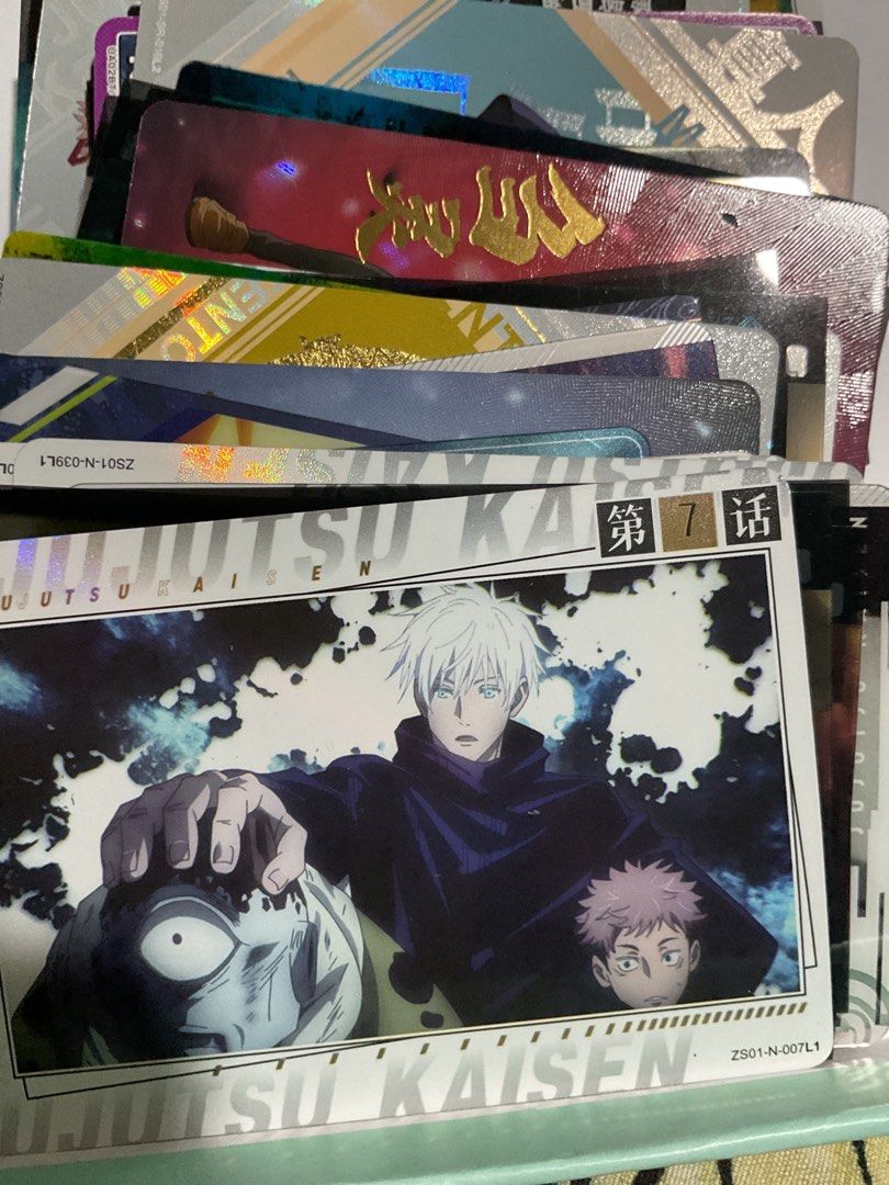 Jujutsu Kaisen Official Cards (Bundle) Gojo Yuuji Nobara etc (Category: Toys & Games) located in Quezon City. Submitted by ezurako (Listing ID 1439527384, Image 1). Description: assorted, some holographic ~60 pcs.
