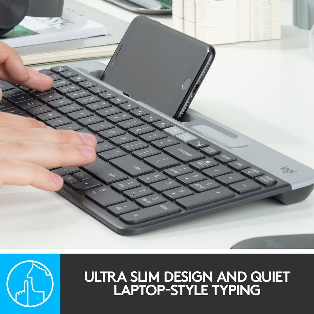 Logitech K580 Slim Multi-Device Wireless Keyboard GRAPHITE (Category: Computer Keyboard) located in Paranaque City. Submitted by mistycakesbestbeagle (Listing ID 1439454544, Image 2). Description: Ultra-slim, compact, and quiet keyboard for computers, phones or tablets RFS: want to replace with ergonomic keyboard ✅ with box and receipt ✅ what you see is what you get ✅ well used but not abused ✅ flaw: print on the shift key is peeling slightly, so