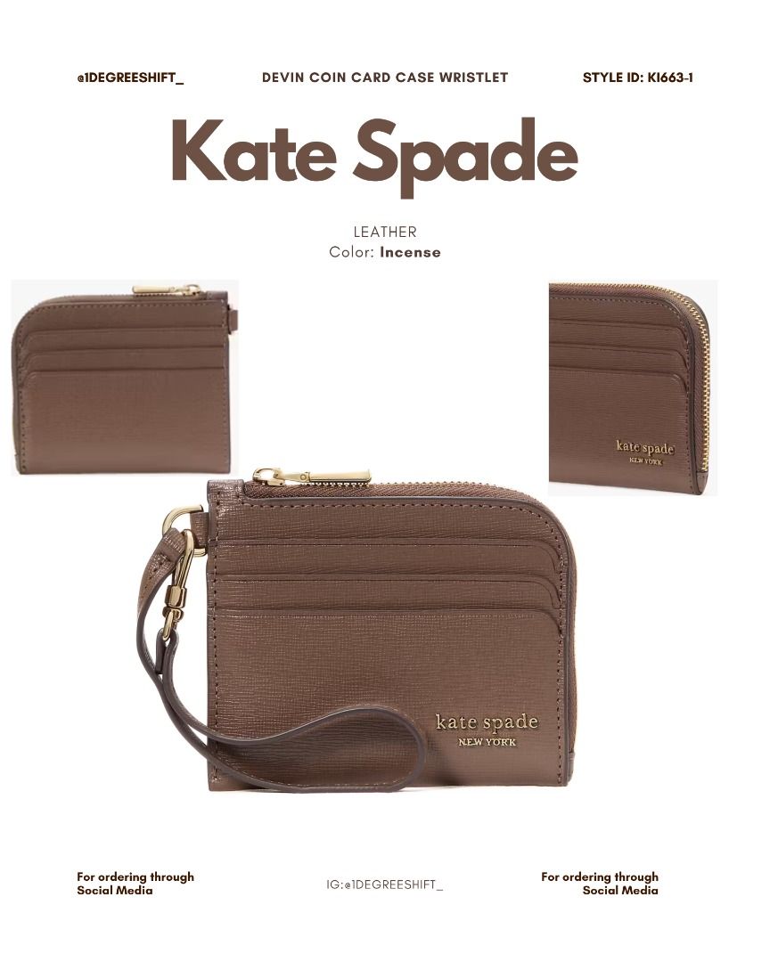 Kate Spade Medium Bifold Wallet (Category: Wallets & Card holders) located in Caloocan City. Submitted by beady06 (Listing ID 1439594736, Image 2). Description: Color: Insense - 4,600 Color: Warm Gingerbread - 5,200 Color: Dark Merlot - 5,650 Free Shipping for Sure buyer .