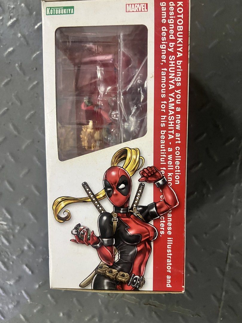 Kotobukiya Bishoujo Lady Deadpool (Category: Figurines & Statues) located in Caloocan City. Submitted by ryshevennostalgia (Listing ID 1439484567, Image 3). Description: Selling Bishoujo Lady Deadpool BIB (Back in Box) Complete Clean No Damage Broken parts Box not mint Price-2500 Location Sampaloc Manila.