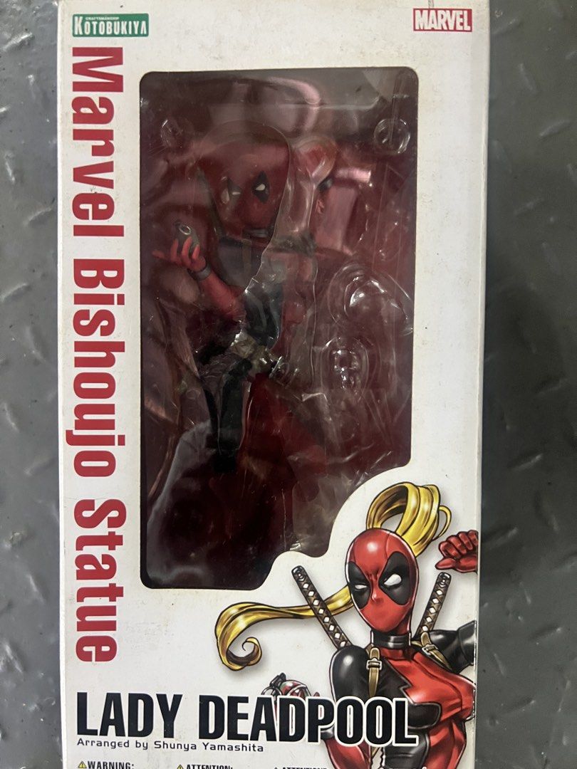 Kotobukiya Bishoujo Lady Deadpool (Category: Figurines & Statues) located in Caloocan City. Submitted by ryshevennostalgia (Listing ID 1439484567, Image 2). Description: Selling Bishoujo Lady Deadpool BIB (Back in Box) Complete Clean No Damage Broken parts Box not mint Price-2500 Location Sampaloc Manila.