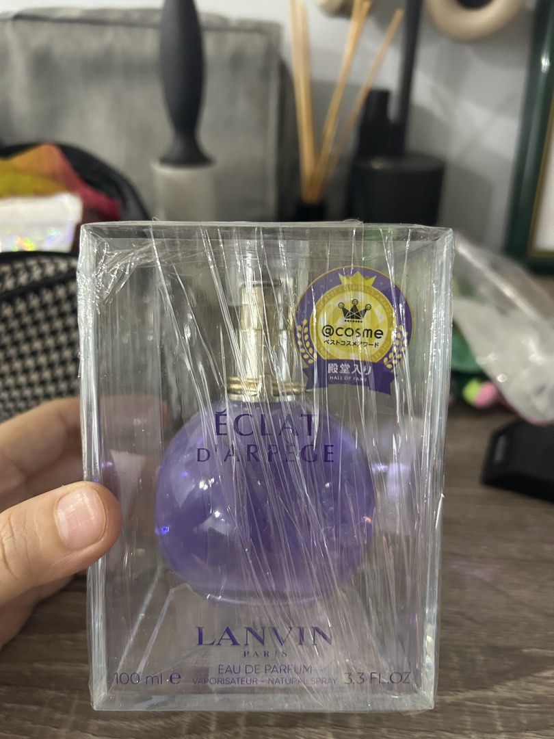 Lanvin Eclat D'Arpege Eau de Parfum 100ml (Category: Fragrance & Deodorants) located in Pasig City. Submitted by jamish__2 (Listing ID 1439524885, Image 1). Description: - Lanvin Eclat D'Arpege Eau de Parfum - 100ml bottle - Eau de Parfum - Natural spray - Features a 'Best Cosmetic Award Winner' sticker - Purple-hued bottle - In original packaging - Sealed.