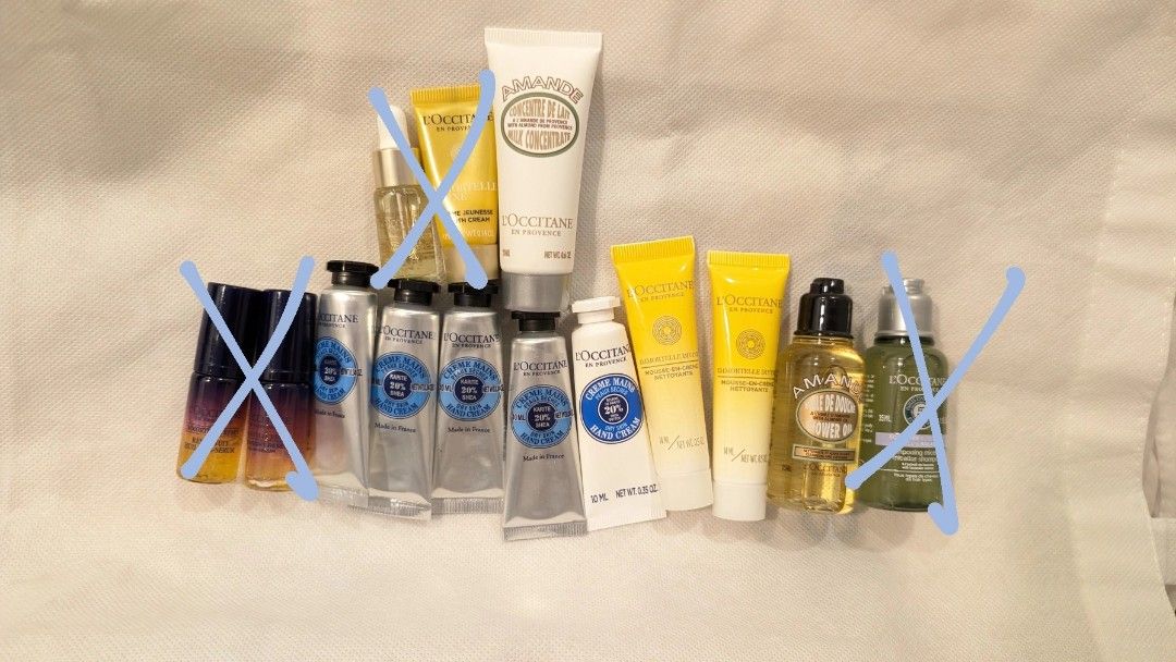 L'Occitane Assorted samples (Category: Face Care) located in Singapore. Submitted by skincare.products (Listing ID 1438503530, Image 1). Description: - L'Occitane hand cream and skincare collection. - Includes multiple sizes - Great for travel or sampling different products. Every piece at $2 each.