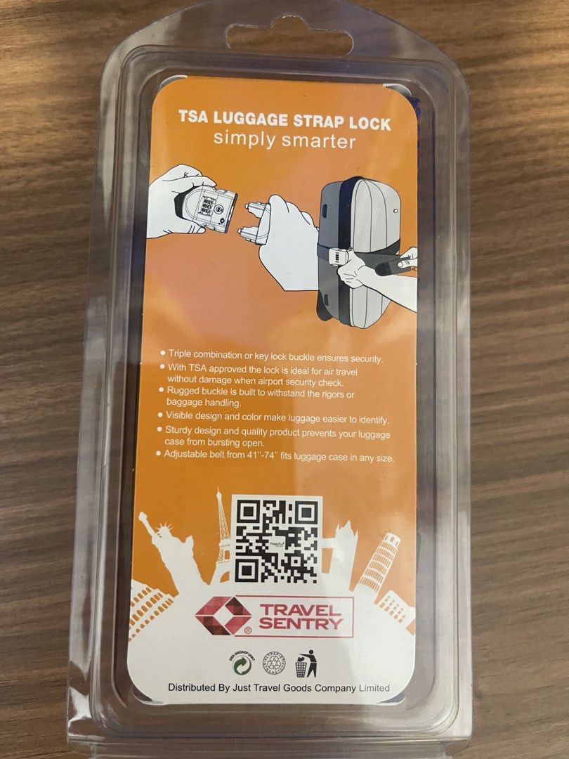 Magicfly TSA 行李箱帶鎖 （分類：旅遊 - 旅行必需品及用品）位於 Hong Kong。 由 karybd 提交（商品編號 1439552267，圖片 2）。簡介： Magicfly TSA 行李箱帶鎖，帶有三重組合或鑰匙鎖扣，確保安全。專為航空旅行設計，通過 TSA 批准的鎖，方便機場安檢。堅固的搭扣結構，可承受粗暴的搬運。醒目的設計和顏色使行李箱更容易識別。堅固的設計和優質產品可保護您的行李箱免受盜竊。可調節皮帶，適合 41-74 英寸的行李箱。。