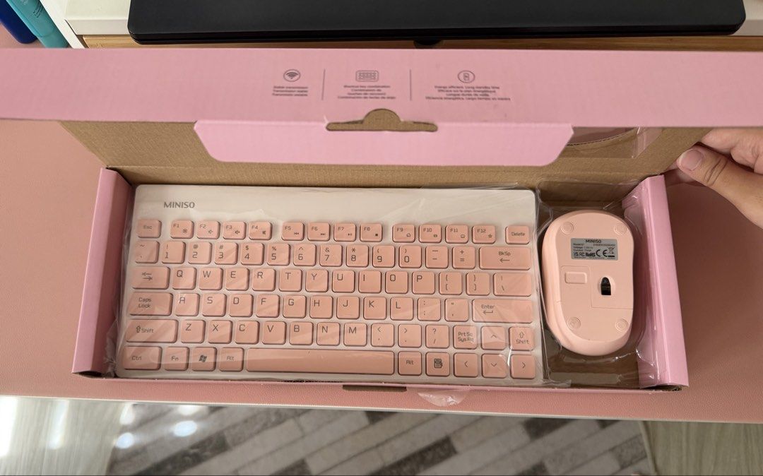 Miniso Wireless Mouse and Keyboard Set (Category: Computer Keyboard) located in Rizal. Submitted by jmnspace (Listing ID 1439432407, Image 3). Description: Miniso Wireless Mouse and Keyboard - slightly used - purchased jan 3, 2026 for ₱799 - with batteries included for both - with box mop: gcash/bpi qr loc: cainta rizal/boni serrano qc, weekdays mod: same day delivery only (lalamove/grab) pls dm me for more inquiries, thank you! .