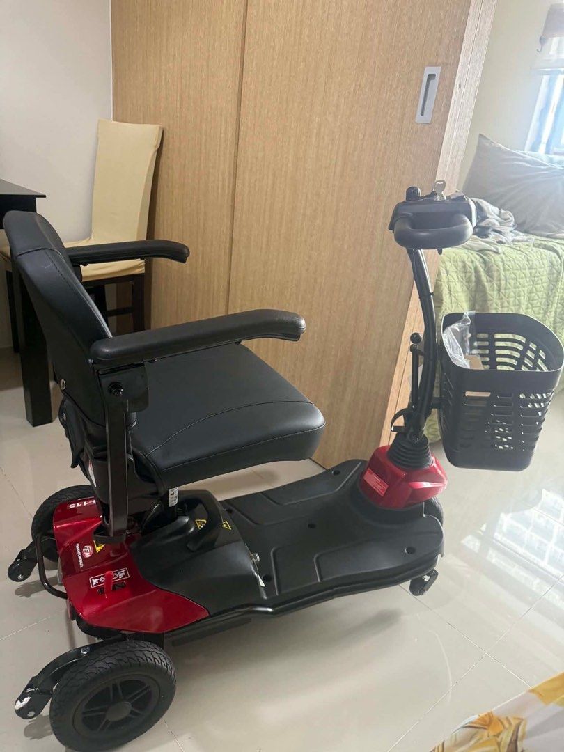 Mobility Scooter (Category: Wheelchairs) located in Caloocan City. Submitted by geremp200671794 (Listing ID 1439487946, Image 1). Description: Mobility Scooter Comes with: 1. Basket 2. Charger 3. Manual 4. Side mirrors Bought in February 2026 .