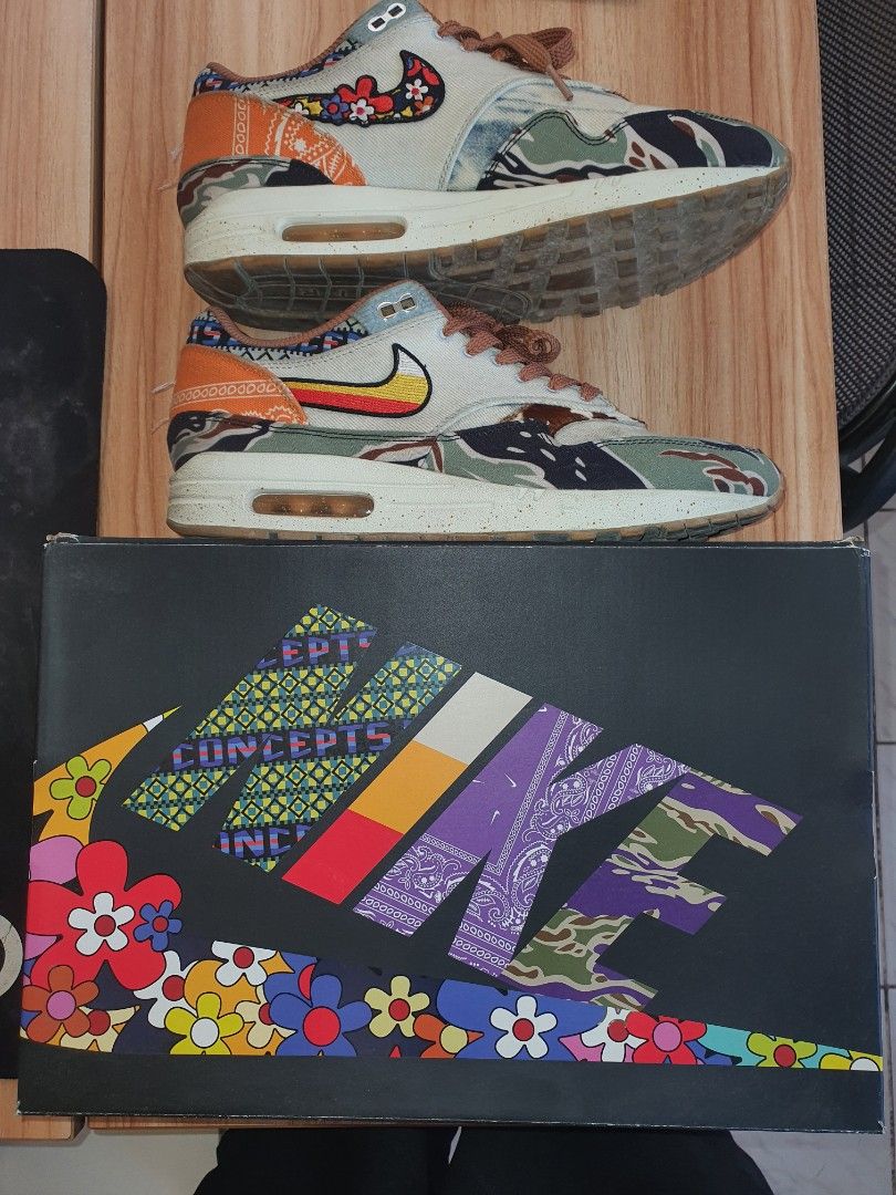 Nike Air Max 1 SP "Concepts Heavy" (Category: Sneakers) located in Manila. Submitted by polyesterspliff (Listing ID 1439451972, Image 3). Description: Authentic Dm for more info OG all 2 extra laces included Used only like 6 times total no issues and barely any visible usage bought for resell around like 13k.