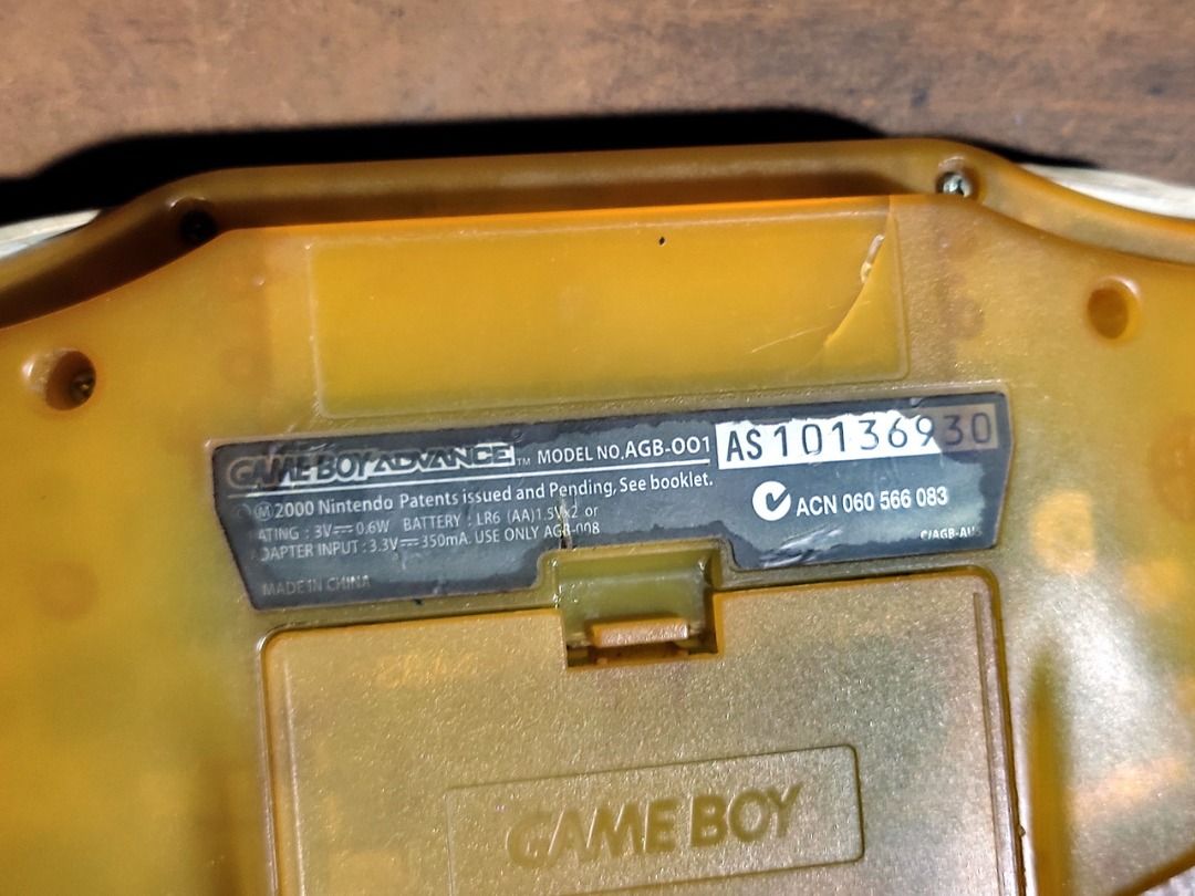 Nintendo Game Boy Advance AGB-001 (Category: Nintendo) located in Paranaque City. Submitted by marvin.cavalida (Listing ID 1439557832, Image 2). Description: The grand daddy of all GBA, the AGB-001. Unit only. Note the degraded polarizer filter. Polarizer has been removed but replacement turned out to be the incorrect type and I do not want to spend further. Fractures on back case treated with epoxy to prevent spread Inspect and pick up at: 12 Pl