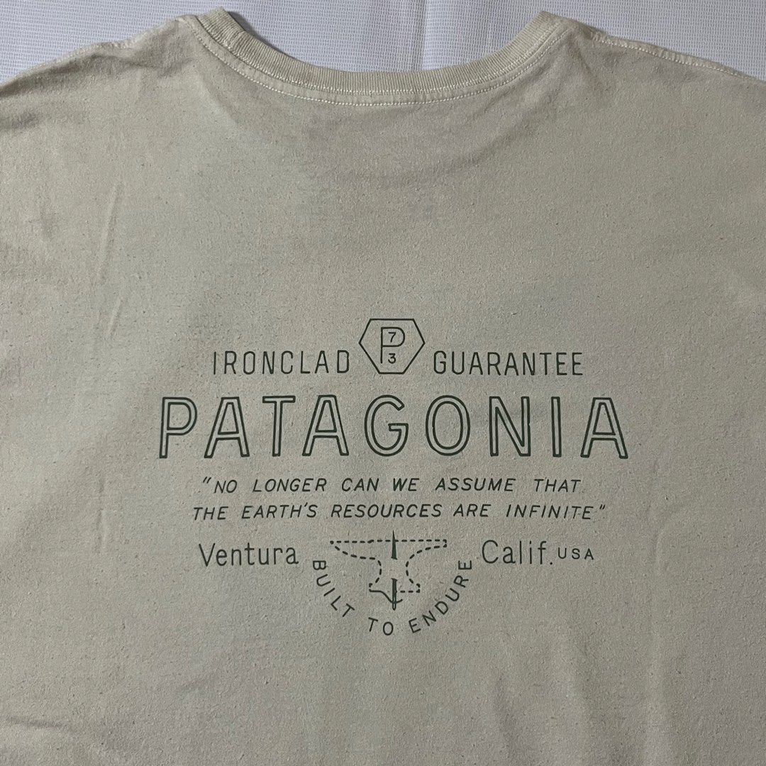 Patagonia Forge Mark Responsibili-Tee Shirt (Category: Tshirts & Polo Shirts ) located in Rizal. Submitted by otits.thrift (Listing ID 1439506128, Image 2). Description: P/atagonia Forge Mark Responsibili-Tee Shirt Width - 24.5" Length - 29.5" XL on tag Issue/s: light stain and minimal micro lints. Cream colorway. Mine - 299.