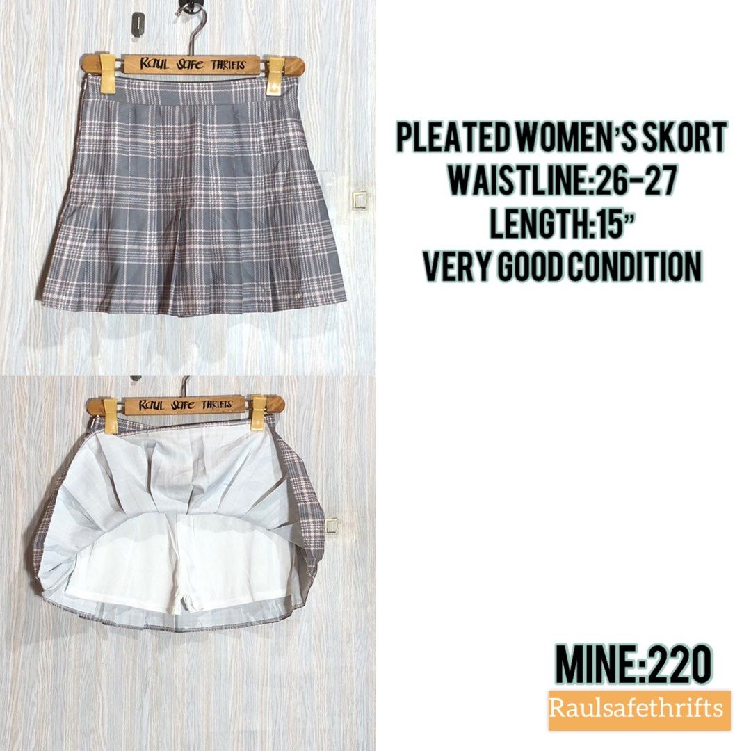 Pleated Skort - Gray Plaid (Category: Skirts) located in Montevista. Submitted by rdthriftshub (Listing ID 1439490289, Image 3). Description: - Gray plaid pleated skort - Waist: 26-27 inches - Length: 15 inches - Built-in shorts for coverage - Perfect for casual or dressy outfits - A versatile wardrobe staple.