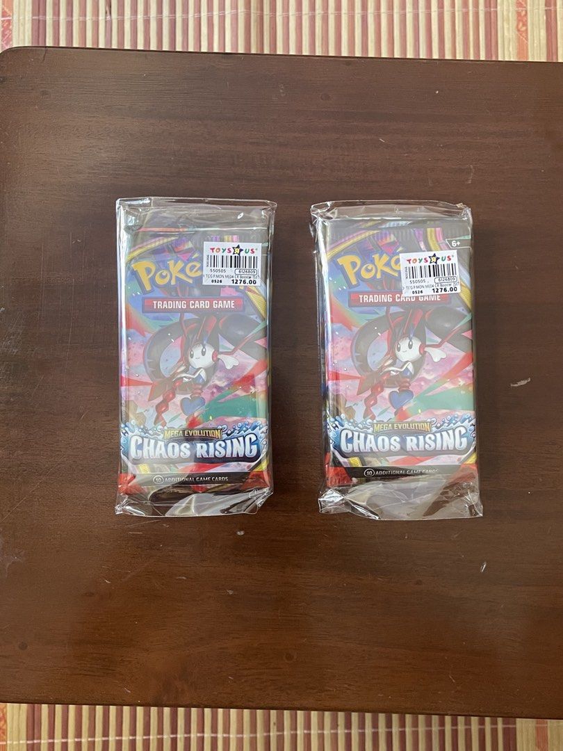 Pokemon TCG Mega Evolution Chaos Rising Booster Packs (Category: Card Packs) located in Manila. Submitted by grailsbypablo (Listing ID 1439432207, Image 1). Description: Price for attention only. Message me for more details Sealed Pokemon TCG Mega Evolution Chaos Rising booster packs. 2X 4 pcs Booster Pack Art Set 3 pcs Sleeved Loose Booster Packs 1x Blister Pack with Charmeleon Promo Card (SOLD) .