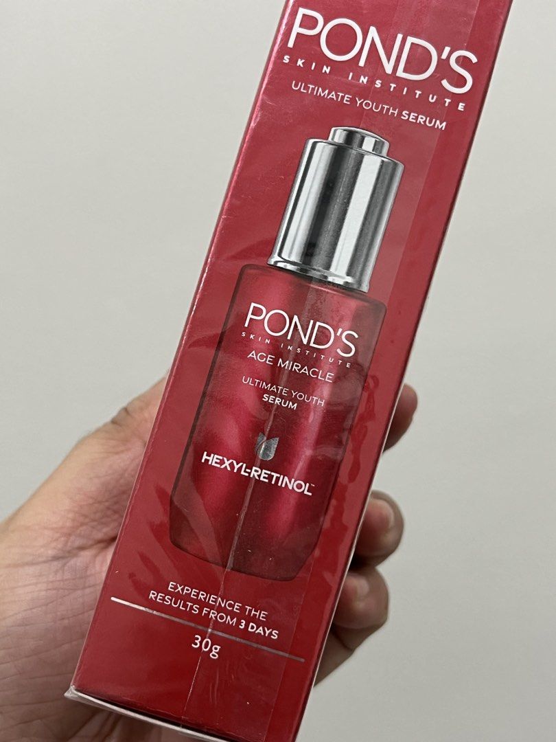 Pond's Age Miracle Ultimate Youth Serum (Category: Face Care) located in Quezon City. Submitted by missgistic (Listing ID 1439440970, Image 2). Description: BRAND NEW !!! Expiration Date:09/2027 Original Price 1k+++ - Pond's Age Miracle Ultimate Youth Serum with Hexyl-Retinol - Reduces wrinkles and fine lines in just 3 days - Improves skin firmness - Key ingredients: Hexylresorcinol, Retinol-C, and Niacinamide - Dermatologist-tested - 30g bottle.