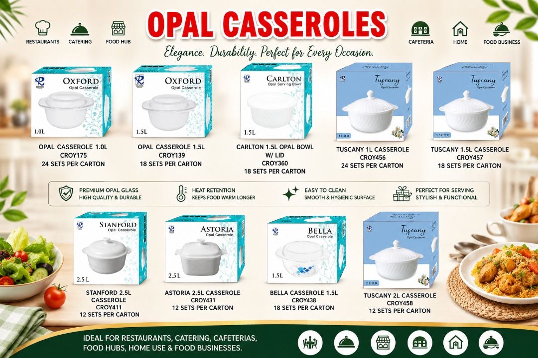 Premium Opal Casseroles (Category: Bakeware) located in Manila. Submitted by cartelcomnl (Listing ID 1439511221, Image 1). Description: Premium Opal Casseroles Perfect for restaurants, catering, cafeterias, food business & home use 🍽️🏡 Message us for inquiries & bulk orders.